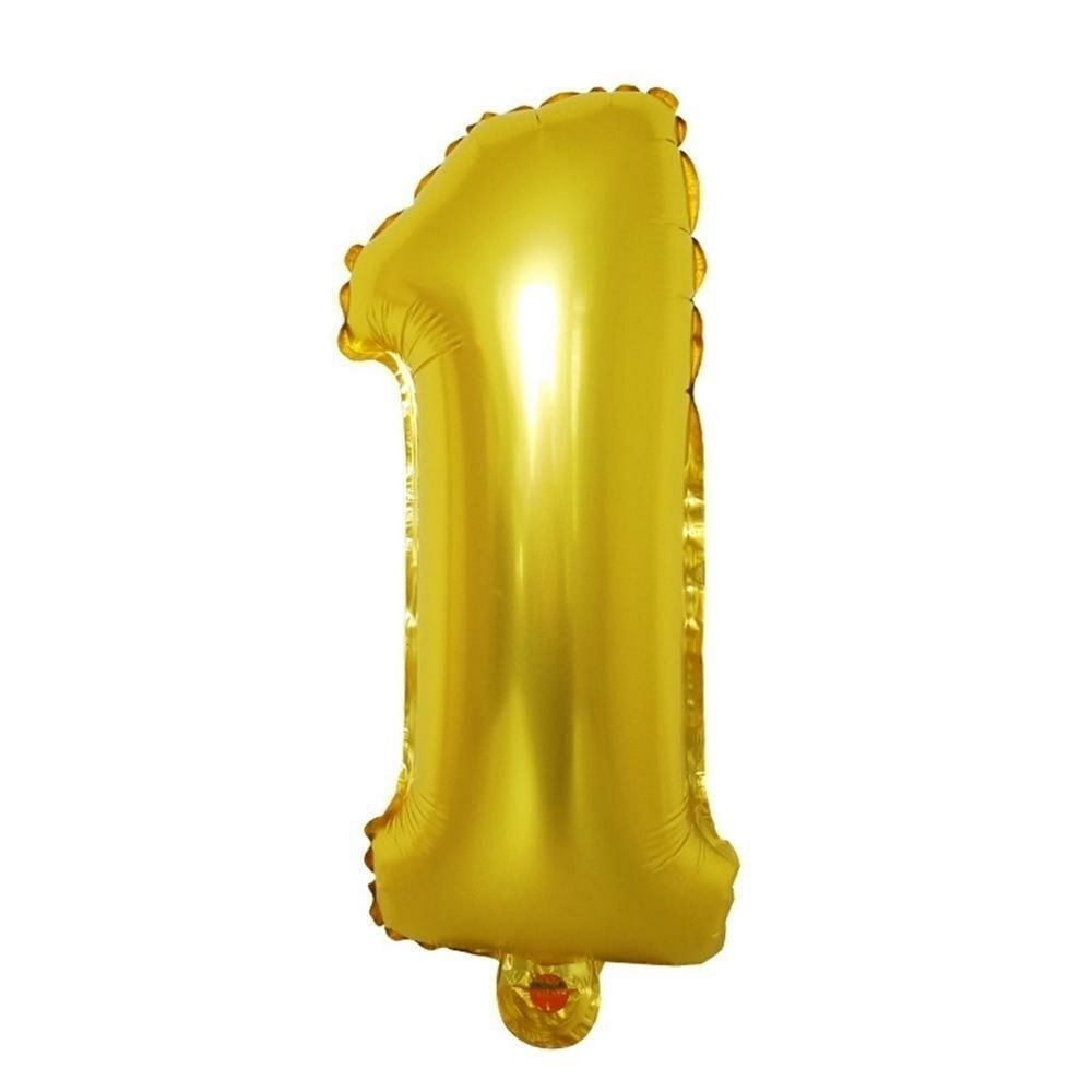Number 1 one Gold Foil 16" Balloon Party Birthday Date NWT